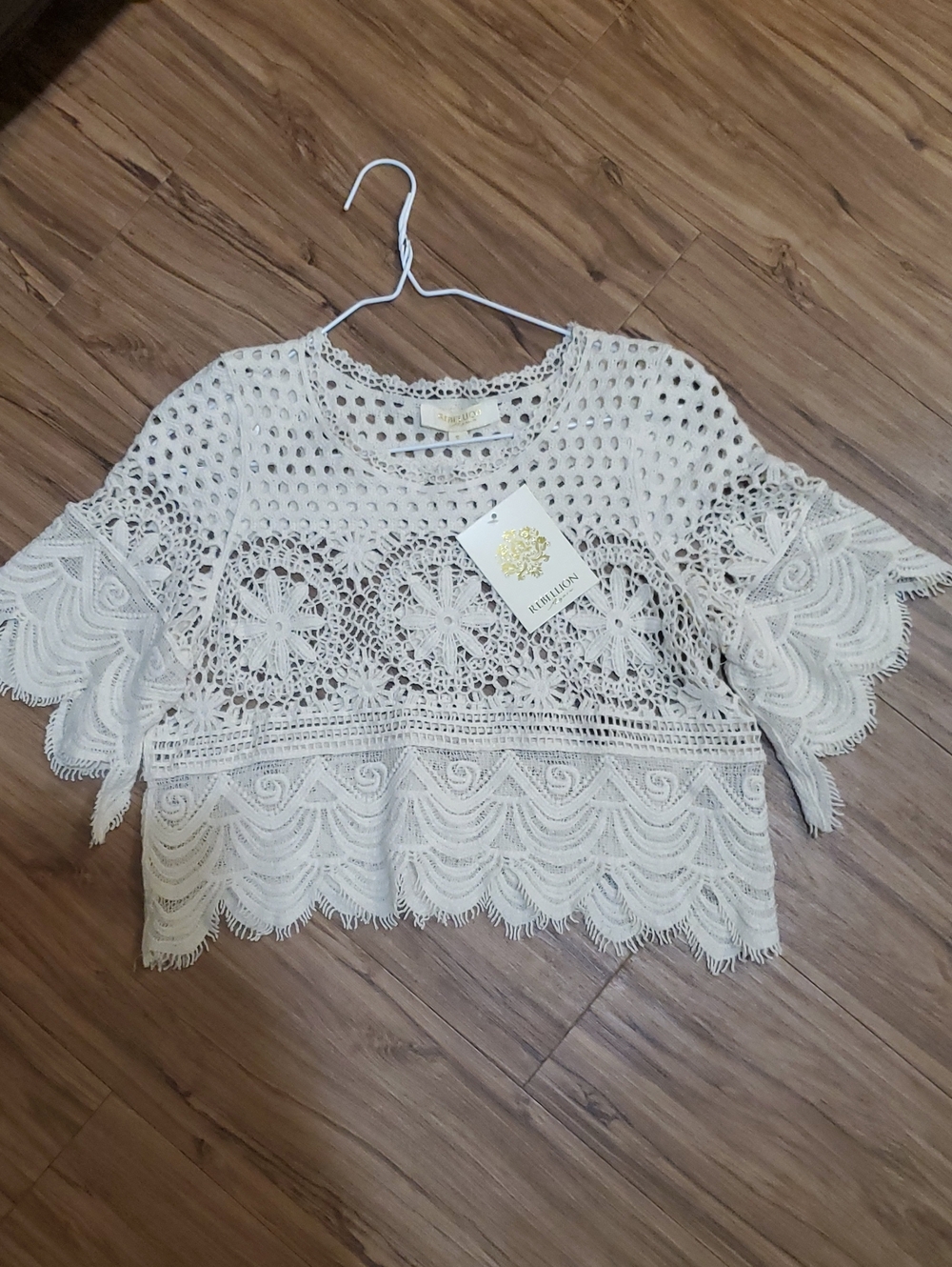 Rebellion Again Cream Crochet Lace Crop Top